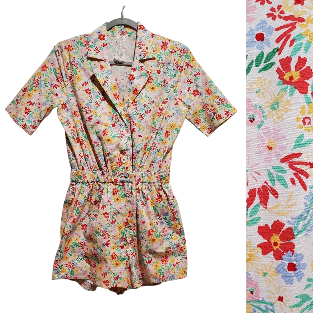 NEW Sadie & Sage Floral Short Sleeve Romper Size S Multi-colored Resortwear